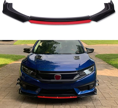 Front lip universal red and black gloss